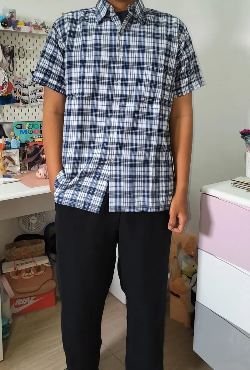 Kemeja Vintage skena, shirt plaid short, Kemeja Kotak photo 1