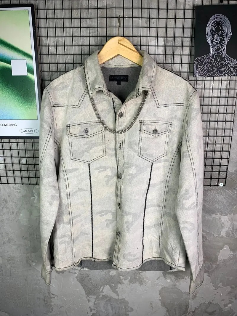 In The Attic Gothic Camo Denim Western Heavy Shirt photo 1