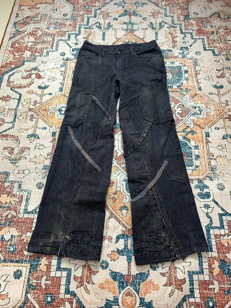 2000s Reworked Flared Jeans Punk Vkei Streetwear LGB photo 1