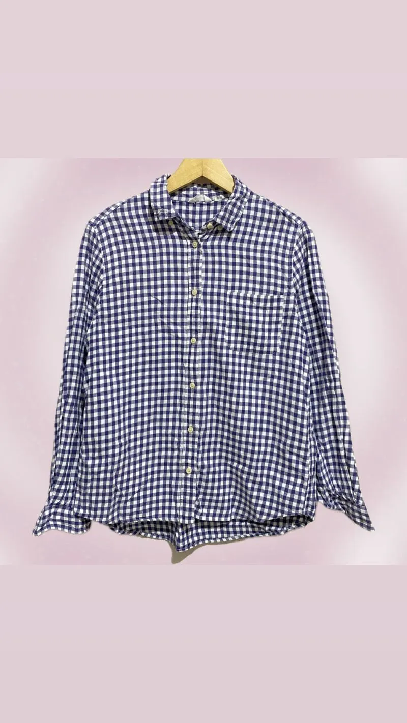 Casual Shirt Wanita white blue photo 1