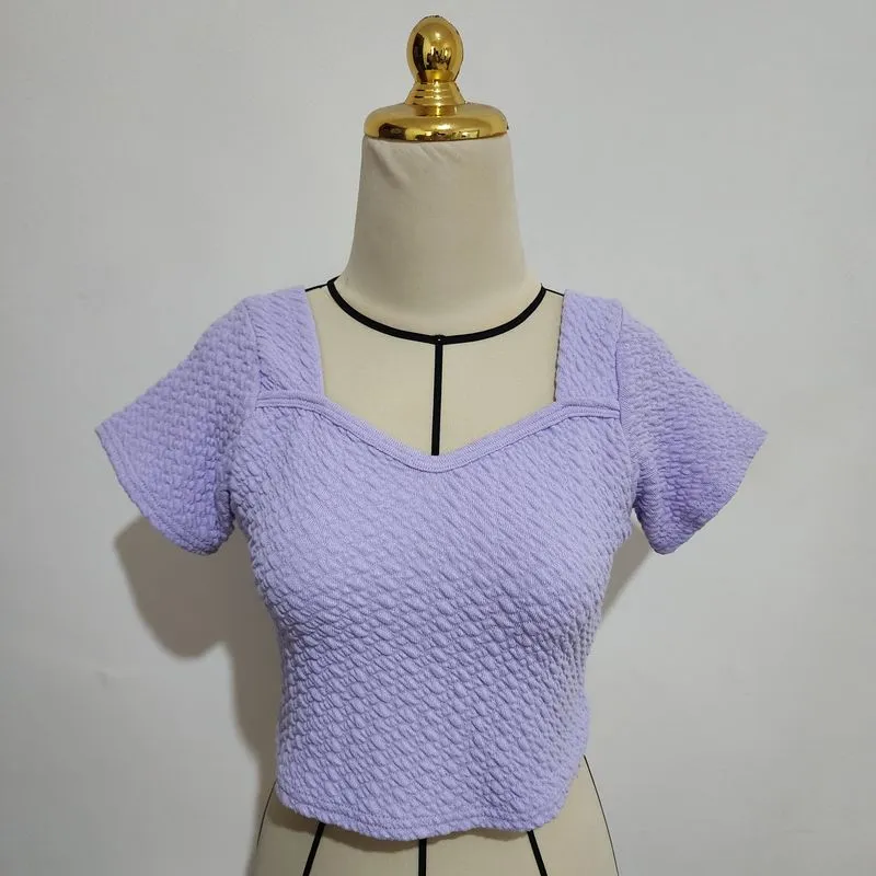 Casual Crop top Wanita purple photo 1