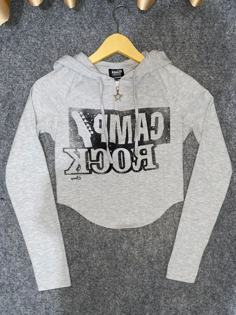 Bershka Vintage Crop top Wanita black gray photo 1
