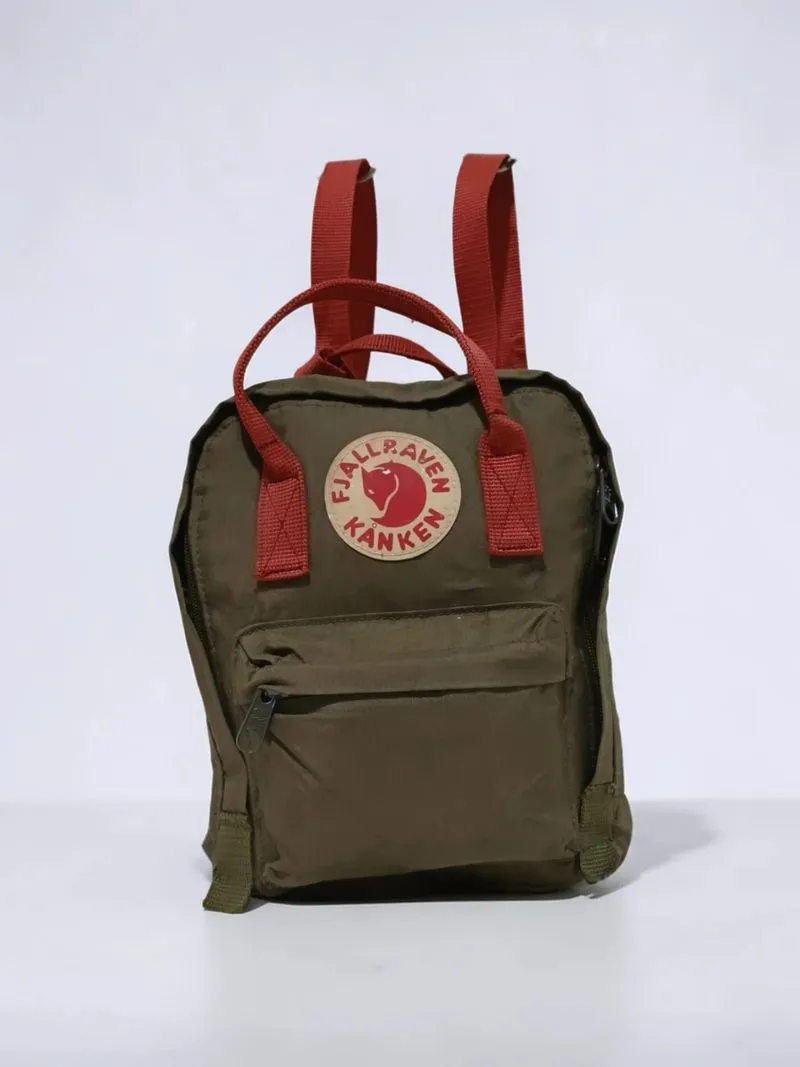 Fjallraven Kanken Mini Olive & Red Daypack Original photo 1
