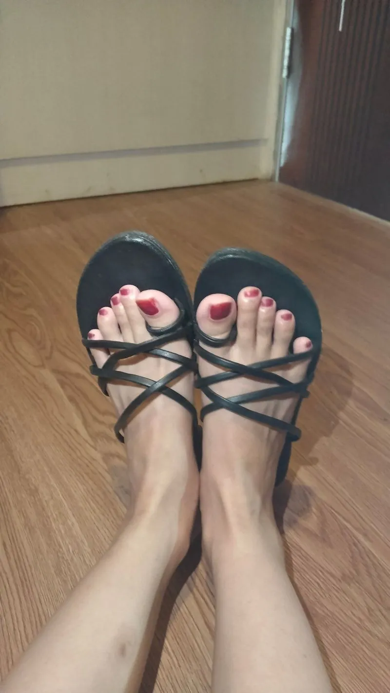 Sandal tali silang hitam flat slippers black wanita uk 37 photo 1