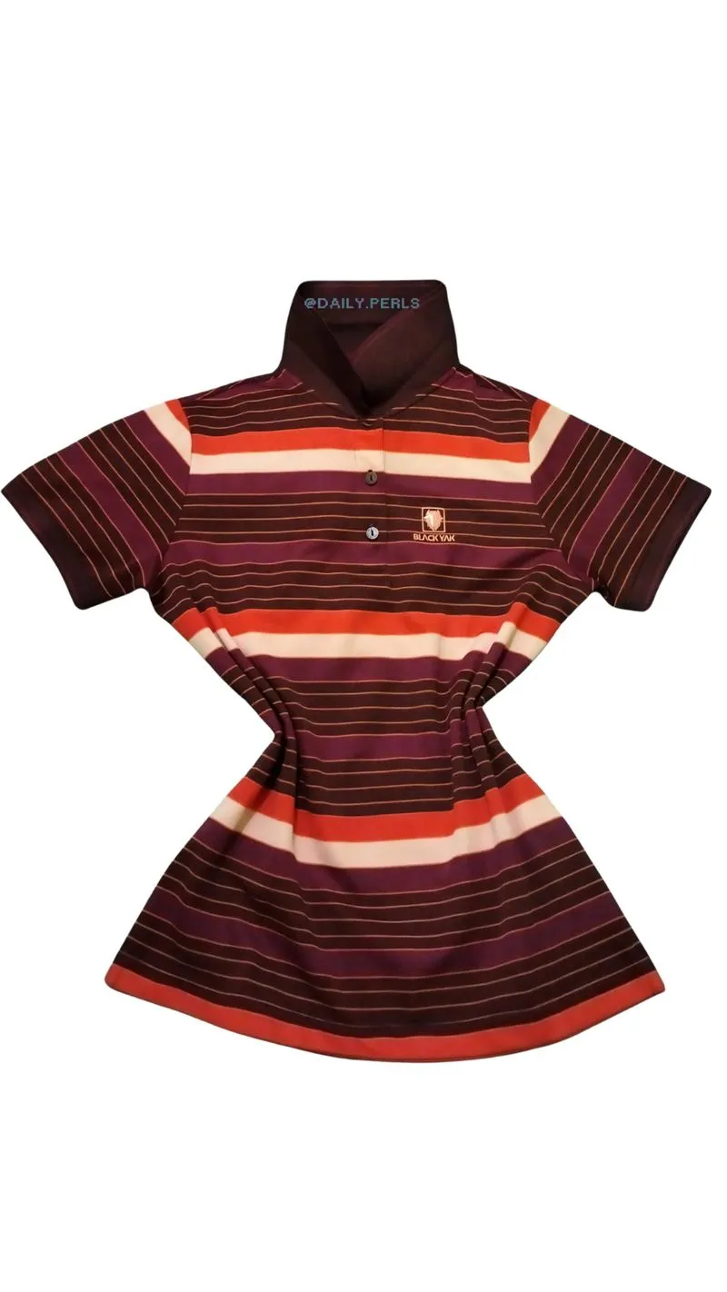 Polo Shirt Garis Retro Maroon | BLACKYAK photo 1