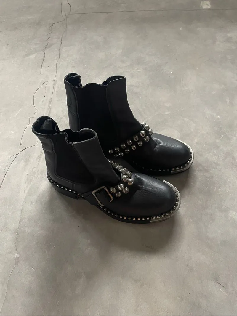 Authentic Miu Miu Chelsea Boots Studded Leather  photo 1