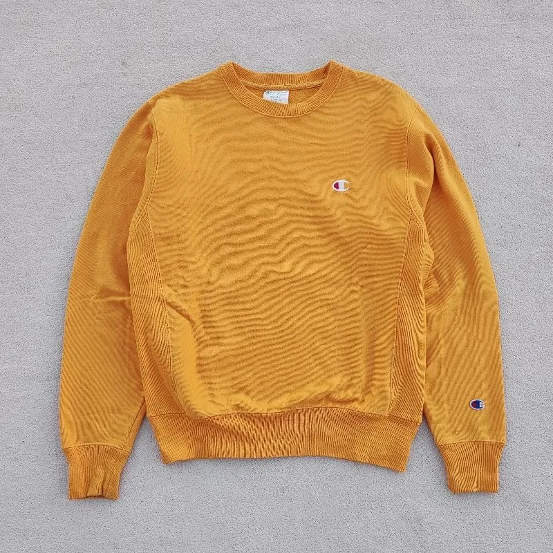 Champion Reverse Weave Crewneck Sweatshirt GF70 BYC Yellow G photo 1