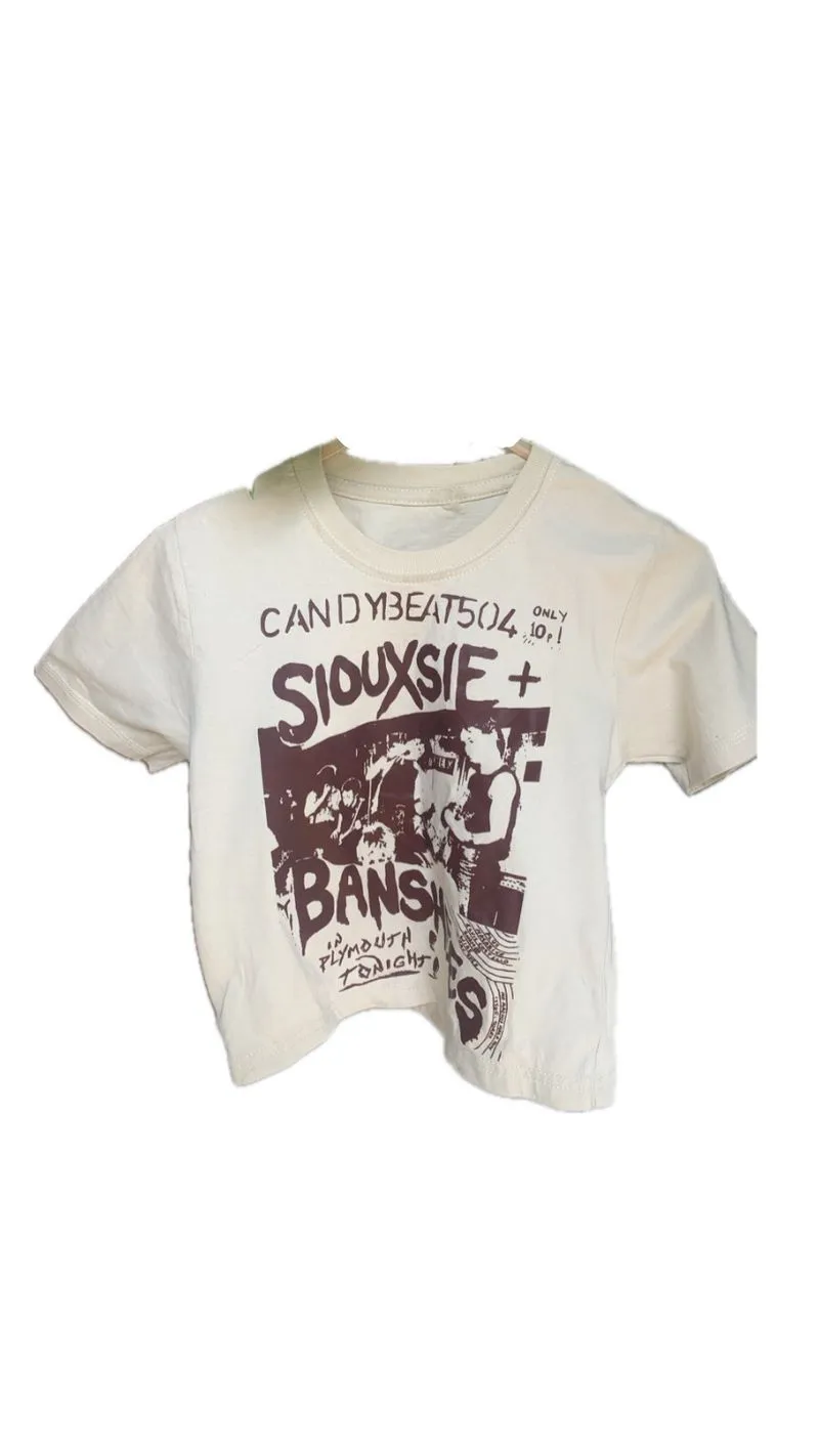 Vintage Crop top Wanita cream photo 1