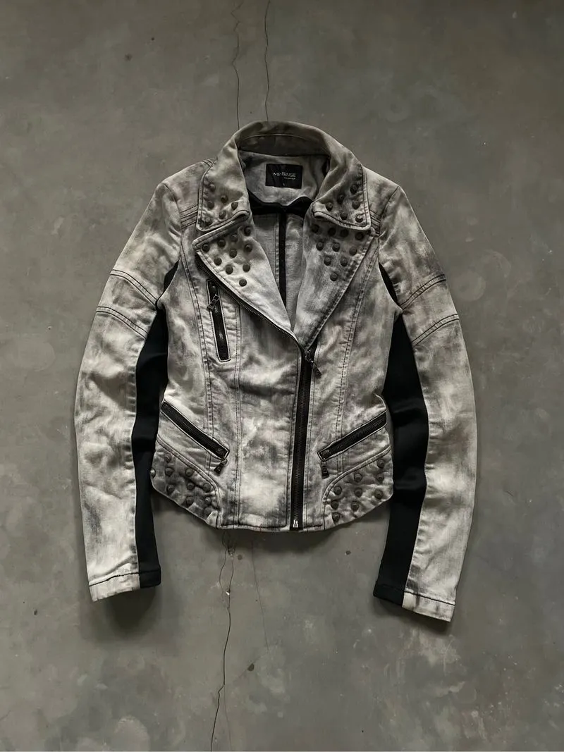 Rare Collection Me Sense Ramones Studded Jacket Wash Grey photo 1