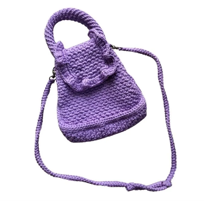 Handmade Purple Crochet Sling Bag photo 1