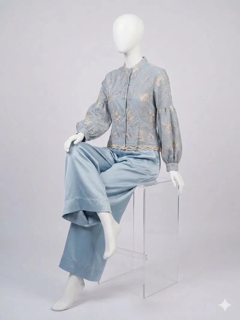 Elegant Baby Blue Kebaya Set Simple photo 1