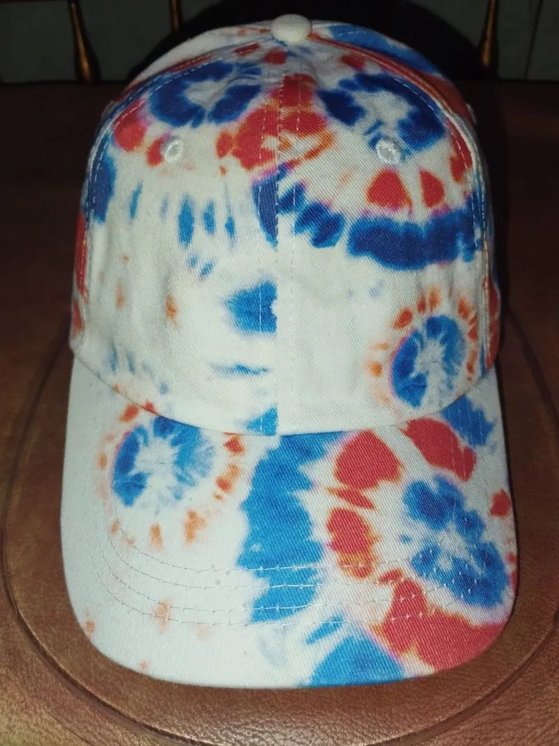 Culturefly Red White & Blue Tie Dye Baseball Cap photo 1