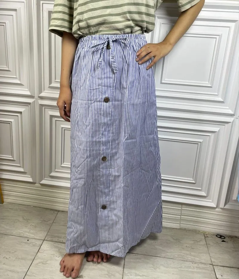 Rok wanita striped blue skirt salur photo 1