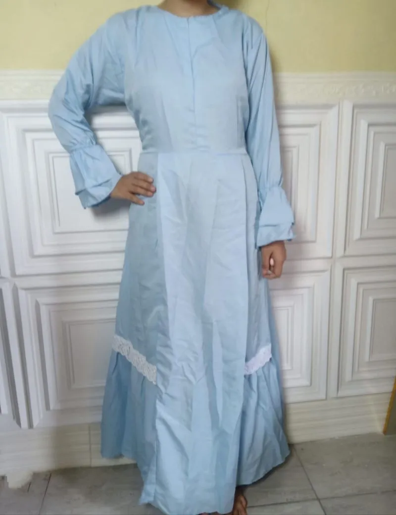 Dress gamis muslimah wanita biru photo 1