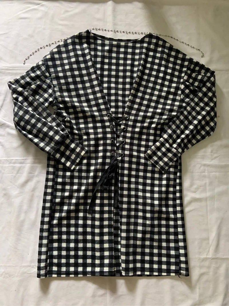 Tie Waist Gingham Dress photo 1