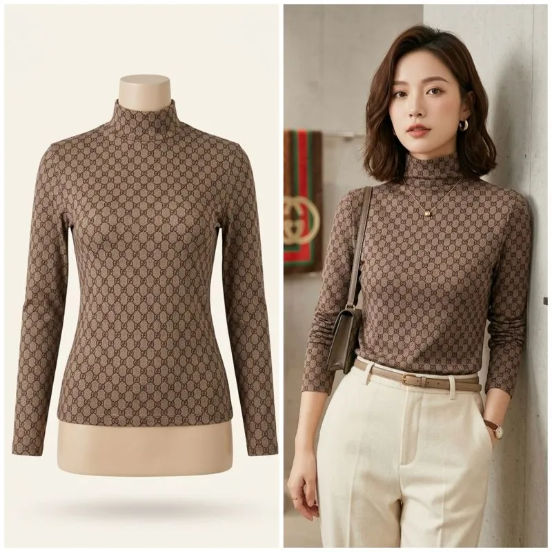 Turtleneck Eksklusif Cokelat Monogram – Gaya Mewah Harga Ter photo 1