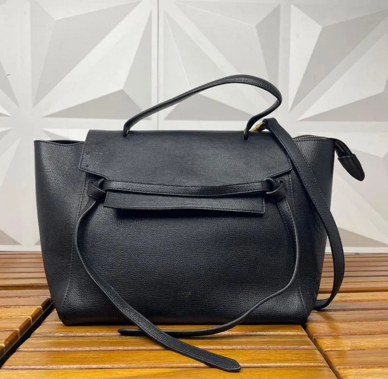 Celine Grained Calfskin Belt black handbag shoulder bag photo 1