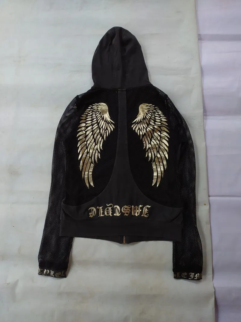 Y2k Dladswl Hoodie Mesh Angel Wings photo 1