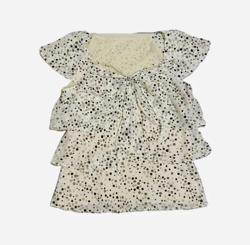 polka dot layered cute y2k halter top photo 1