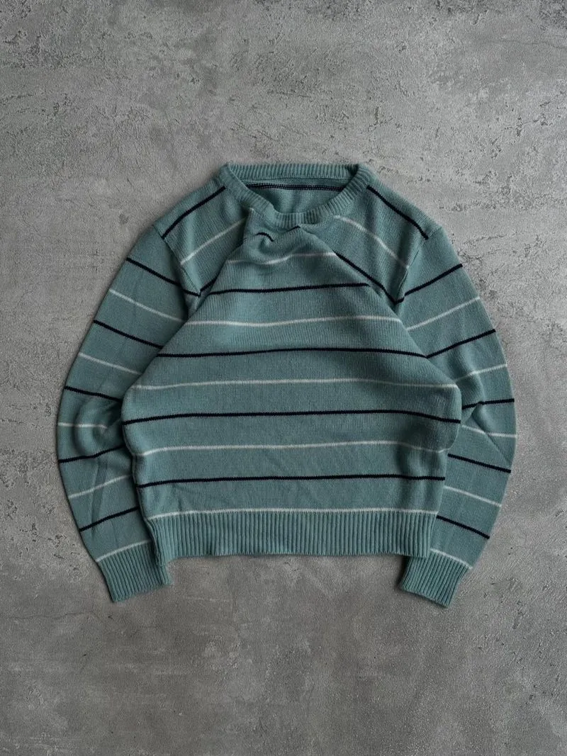 Unbrand knitwear stripe pattern grandpa sweater photo 1