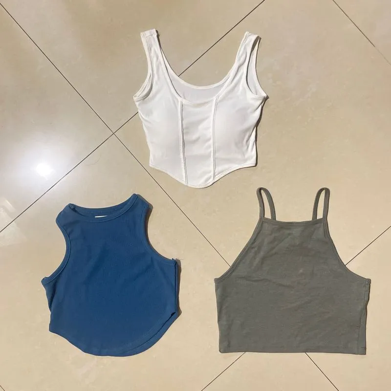 (TAKE ALL) HnM Essie Crop Tank Top Atasan Kaos Cotton Katun  photo 1