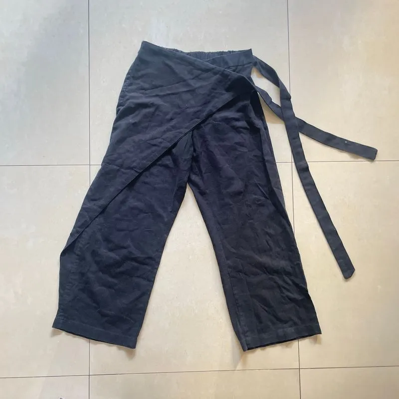 Linen Black Culottes Long Pants Celana Kulot Panjang Hitam B photo 1