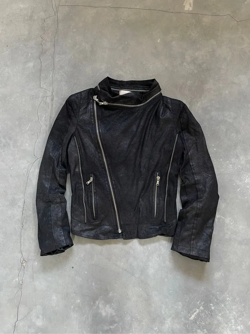 Avant Garde Y2k Grunge Emo Multi Zip Ramones Suede Jacket photo 1