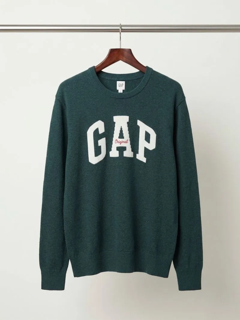 Sweater Knit GAP Athletic Intarsia Crewneck Rajut Dark Green photo 1