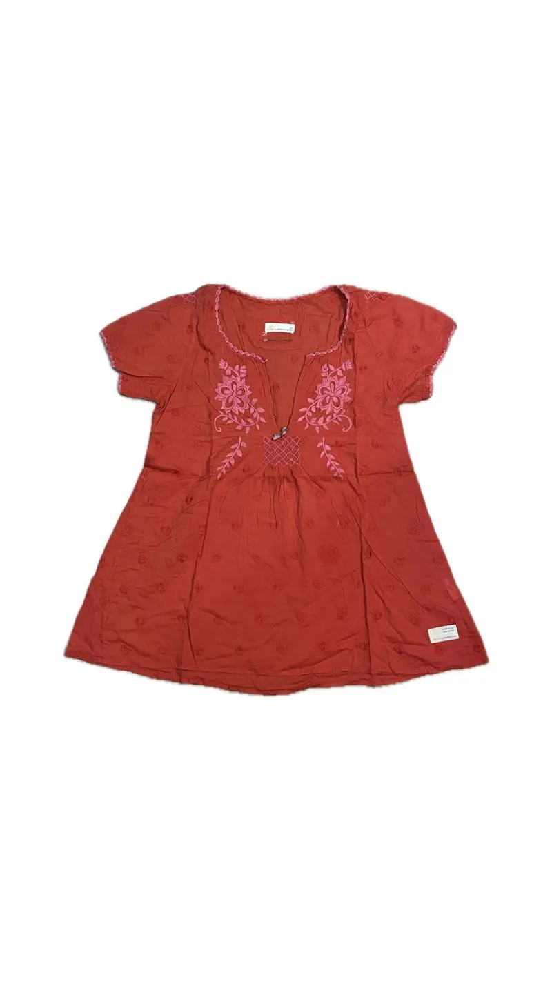 PINK ORANGE Y2K BABY DOLL TOP photo 1