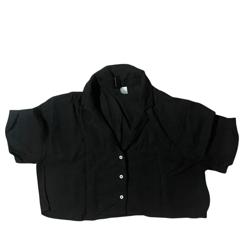 H&M - CROP KEMEJA HITAM photo 1