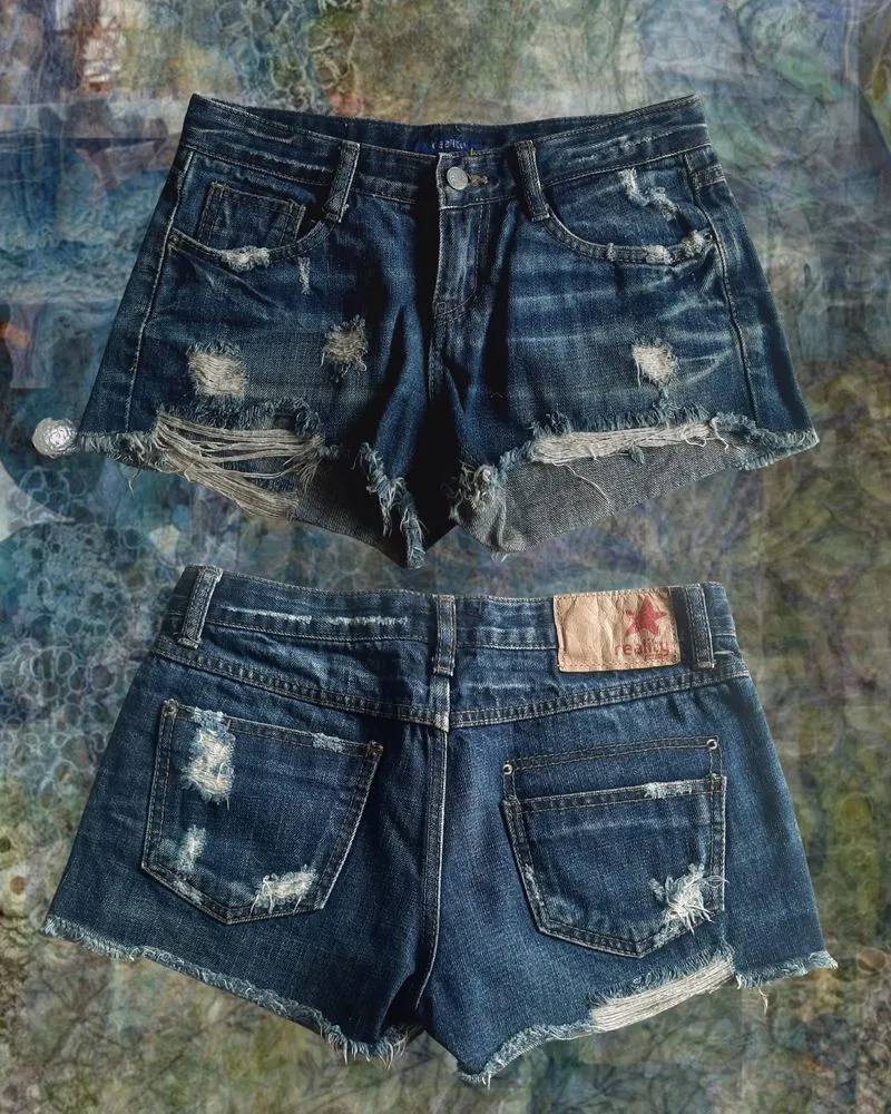 (NO NEGO) reality denim y2k distressed denim hotpants photo 1