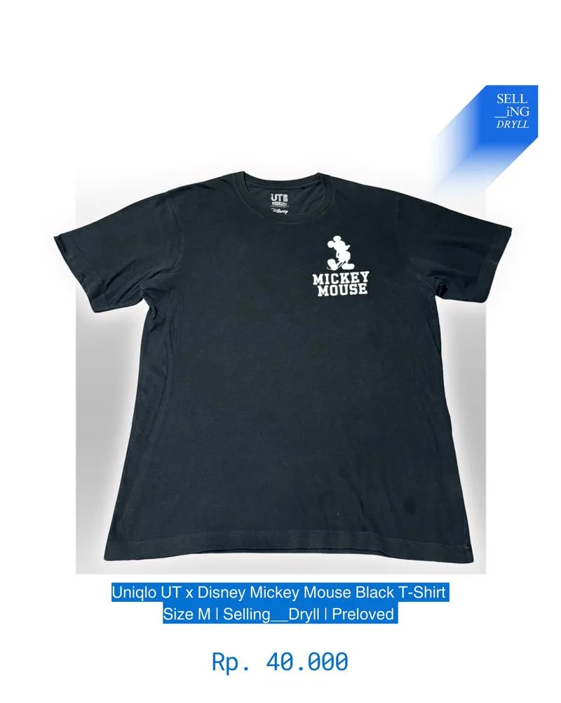 Uniqlo UT x Disney Mickey Mouse Black T-Shirt | Size M | Sel photo 1