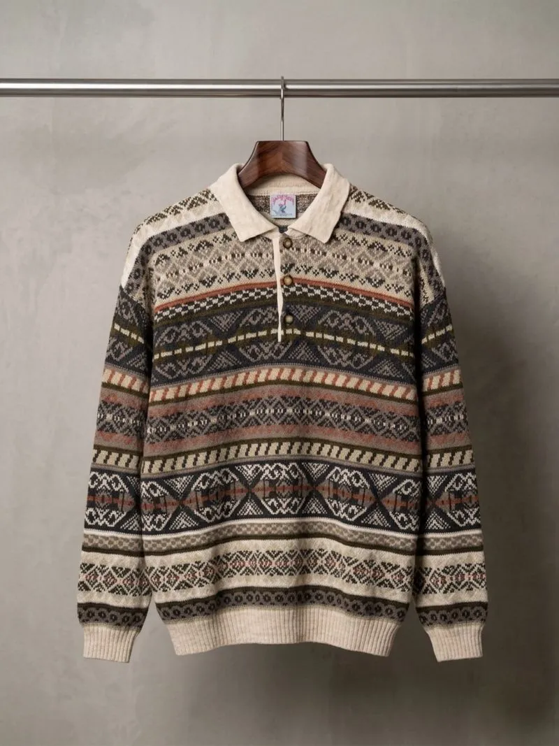 Vintage Rugby Knitwear Motif Sweater Rajut Pria photo 1
