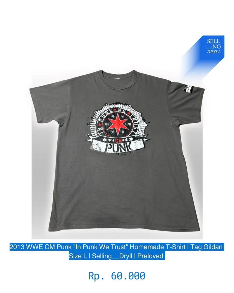 2013 WWE CM Punk "In Punk We Trust" Homemade T-Shirt | Size  photo 1