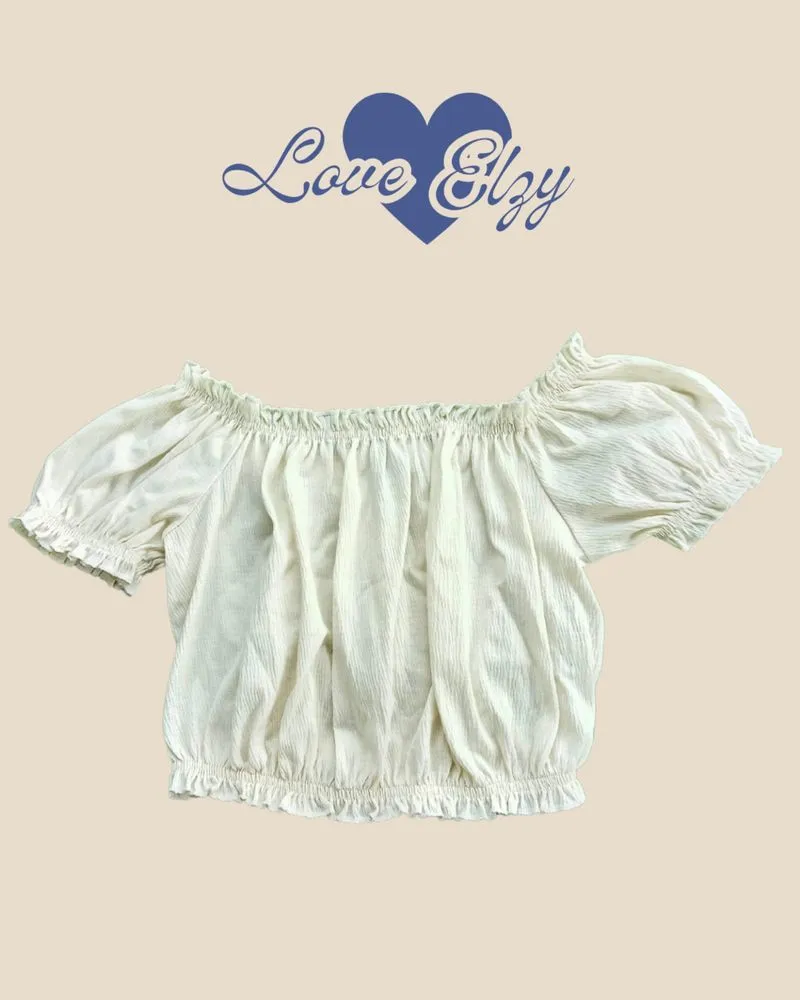 H&M White Ruffle Crop Top photo 1