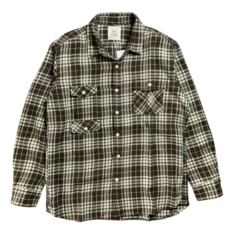 Japanese brand Streetwear Formal shirt Pria green khaki photo 1