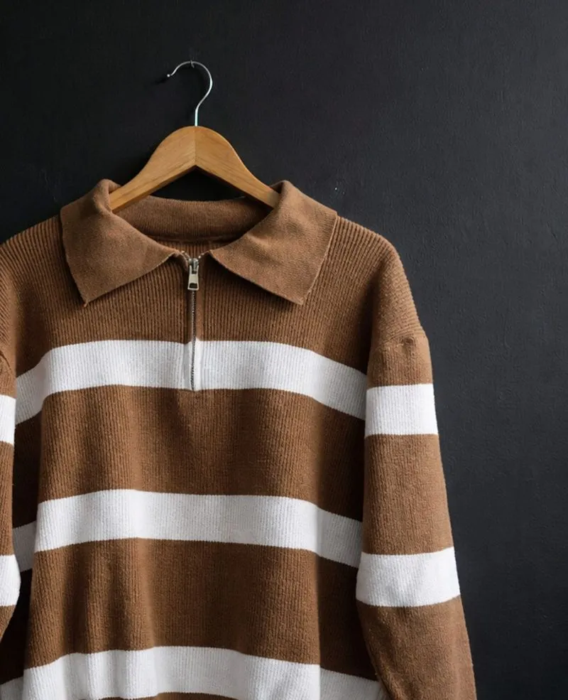 Sweater rajut kerah ritsleting (half-zip)  photo 1