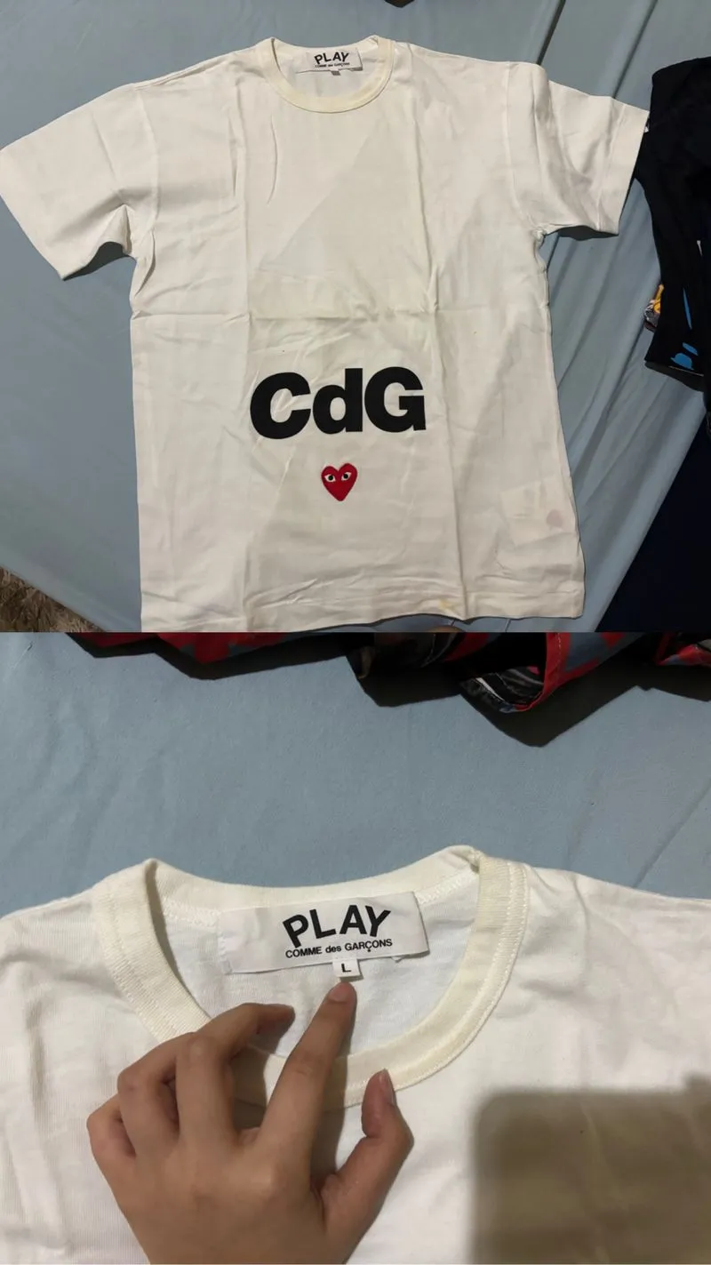 Comme des Garçons PLAY “CDG Logo + Heart” T-Shirt (White) photo 1