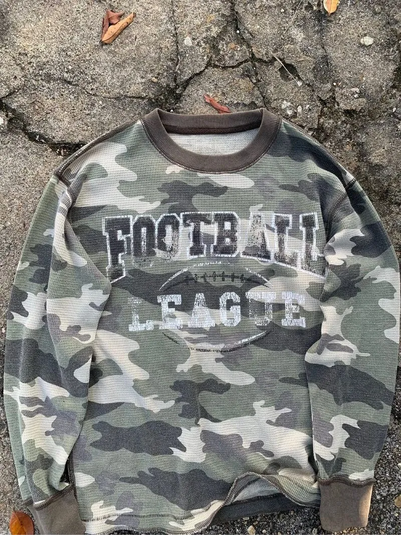 Vtg Camouflage Waffle thermal photo 1
