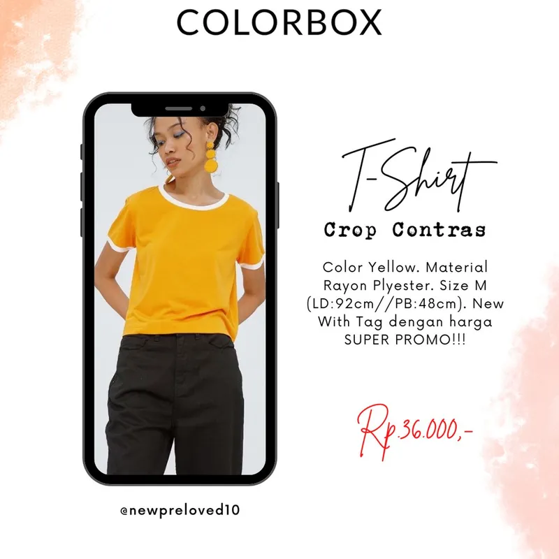 Colorbox Casual Crop top Wanita white yellow photo 1