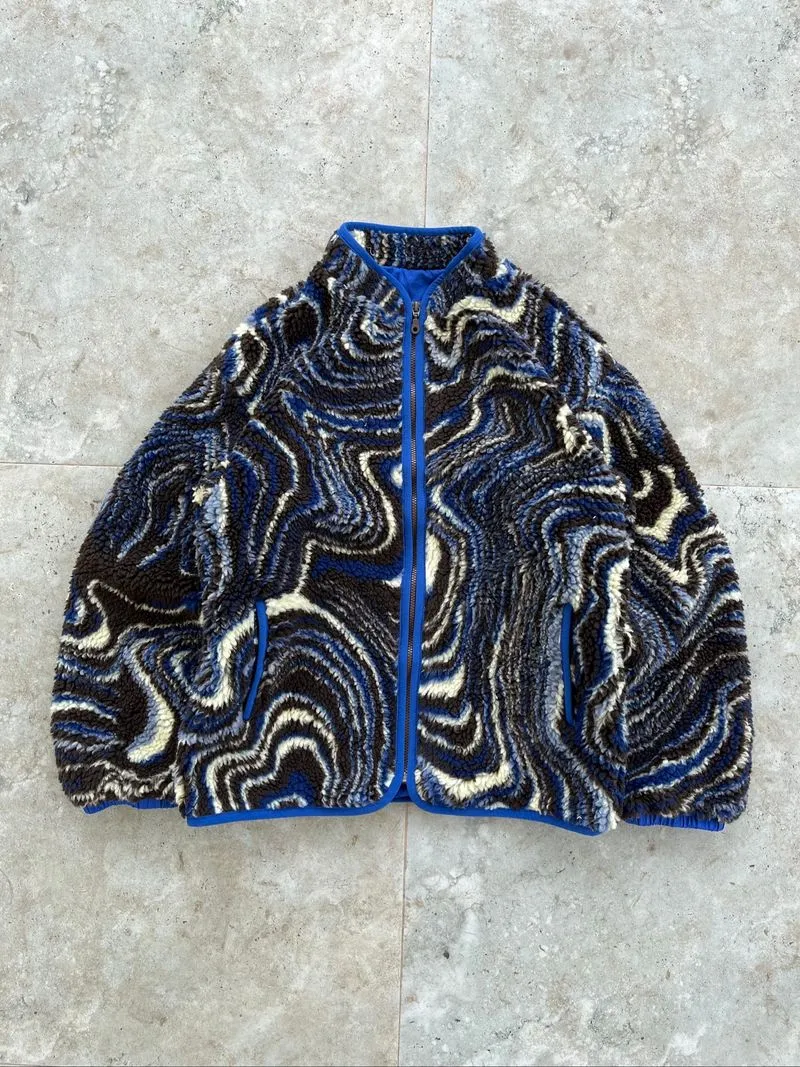 Juolovemama Abstract Pattern Zip Sherpa Jacket photo 1