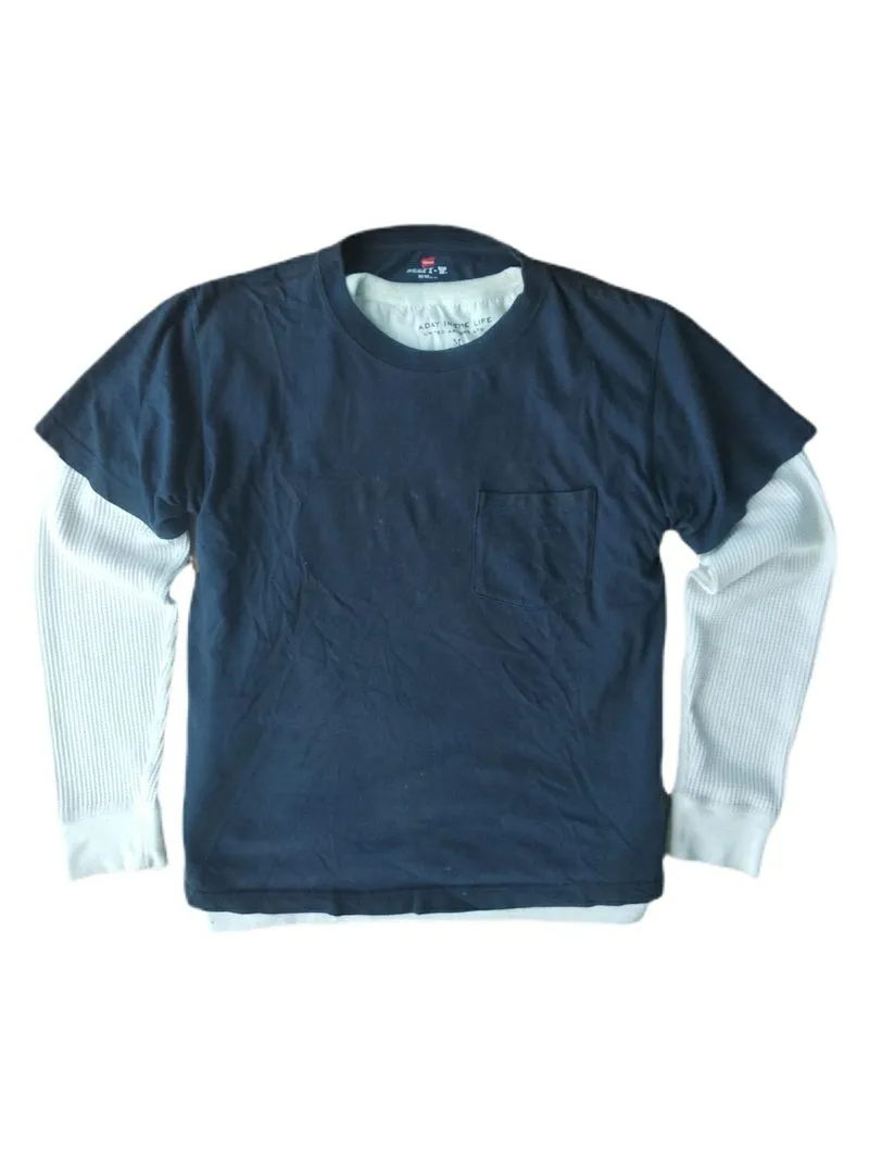 Blank pocket tee Navy by Hanes beefy photo 1
