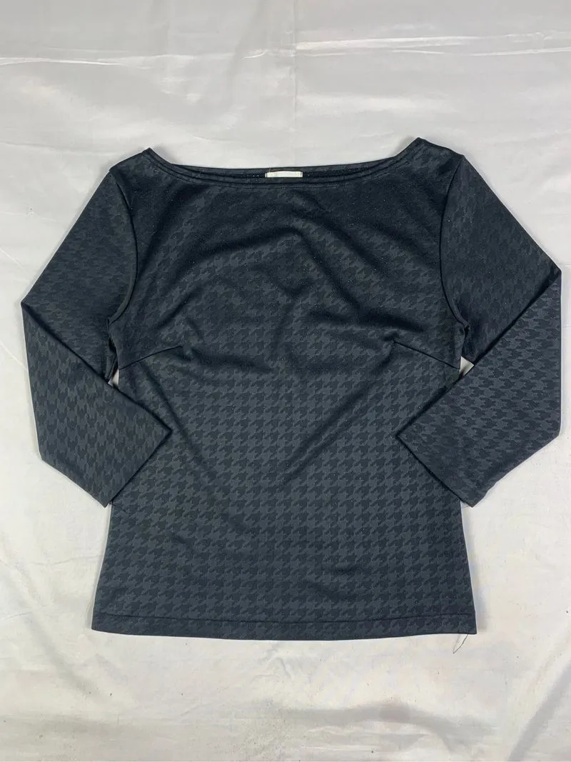 2000s Horoscope Black Houndstooth Tonal Glitter Top (S) photo 1