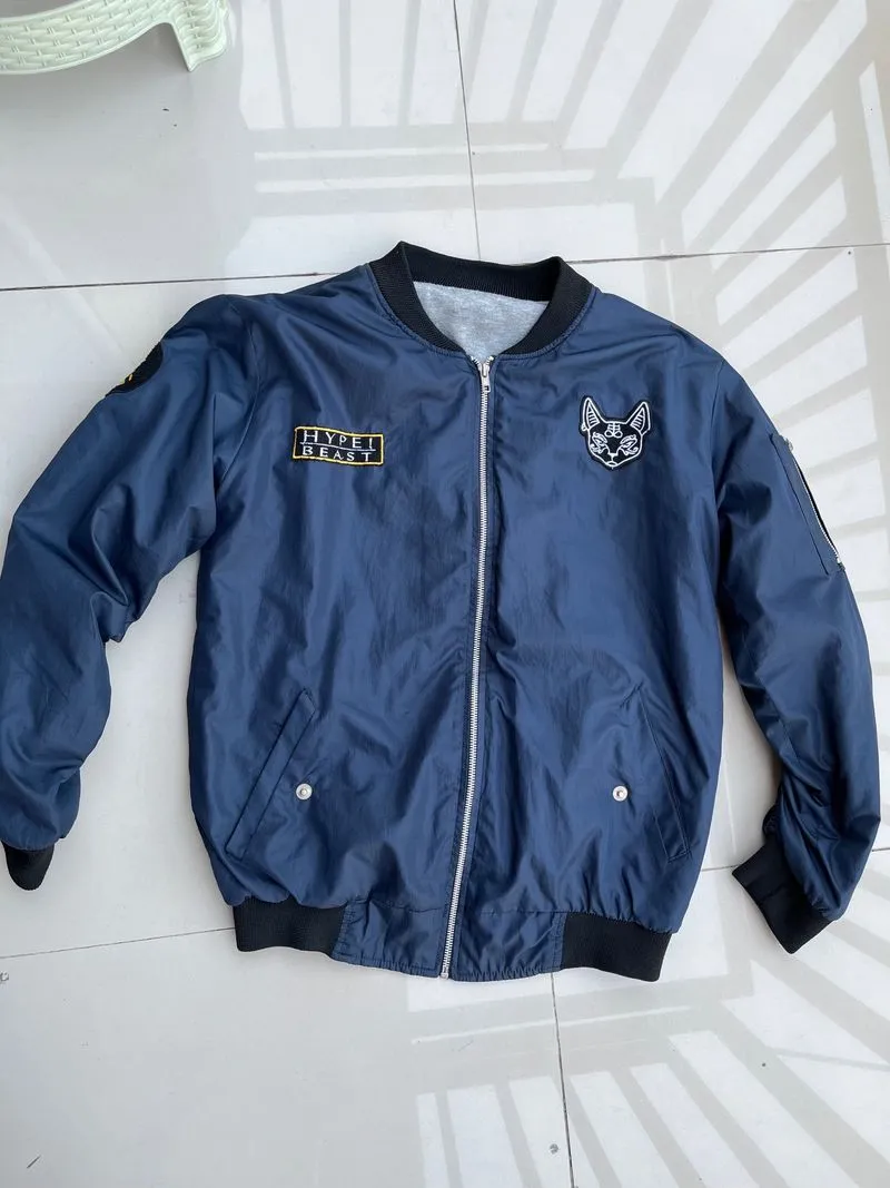 Streetwear Biker Bomber jacket Pria navy photo 1