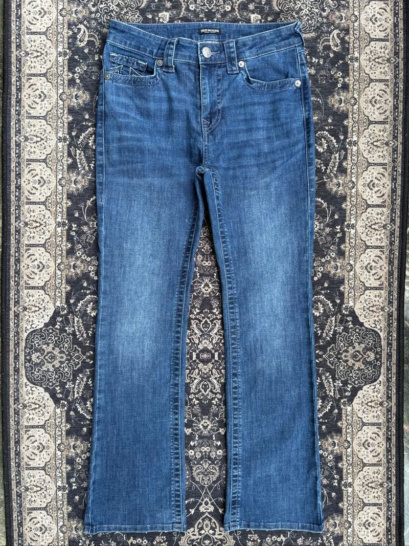 True Religion Flared Bootcut Cutbray Blue Denim Pants  photo 1
