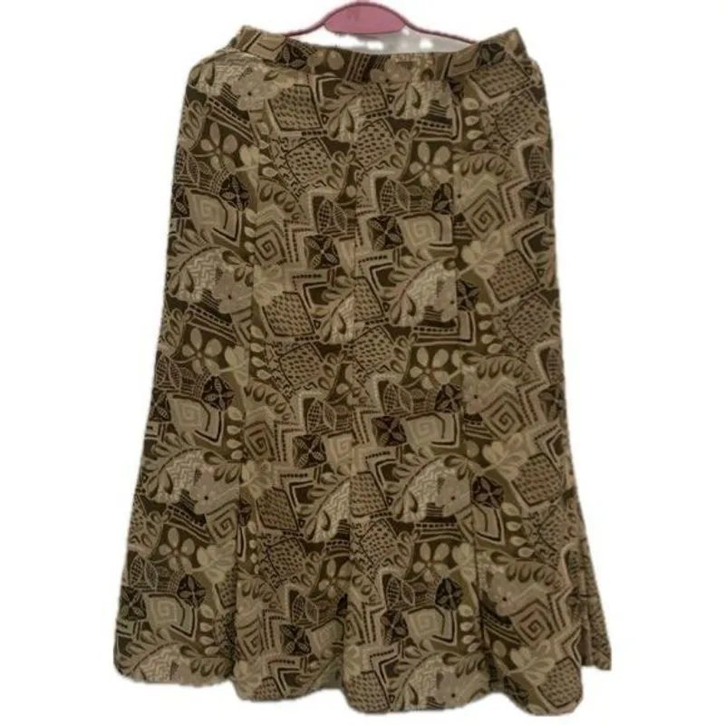 vintage morikei whimsy patterned brown midi skirt photo 1