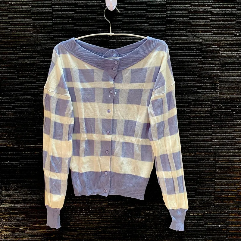 Tartan #Lilac #Cardigan Good Condition no photo 1