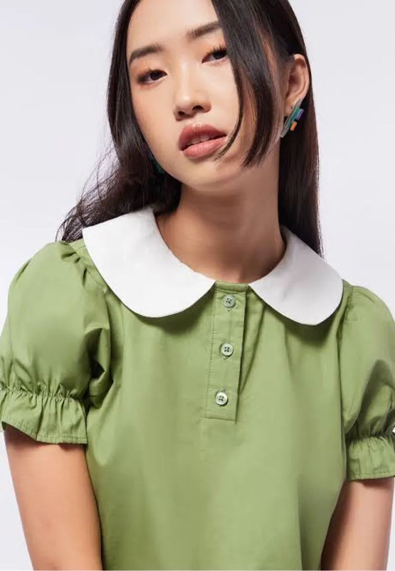 Puff Sleeve Polo Top - COLORBOX photo 1