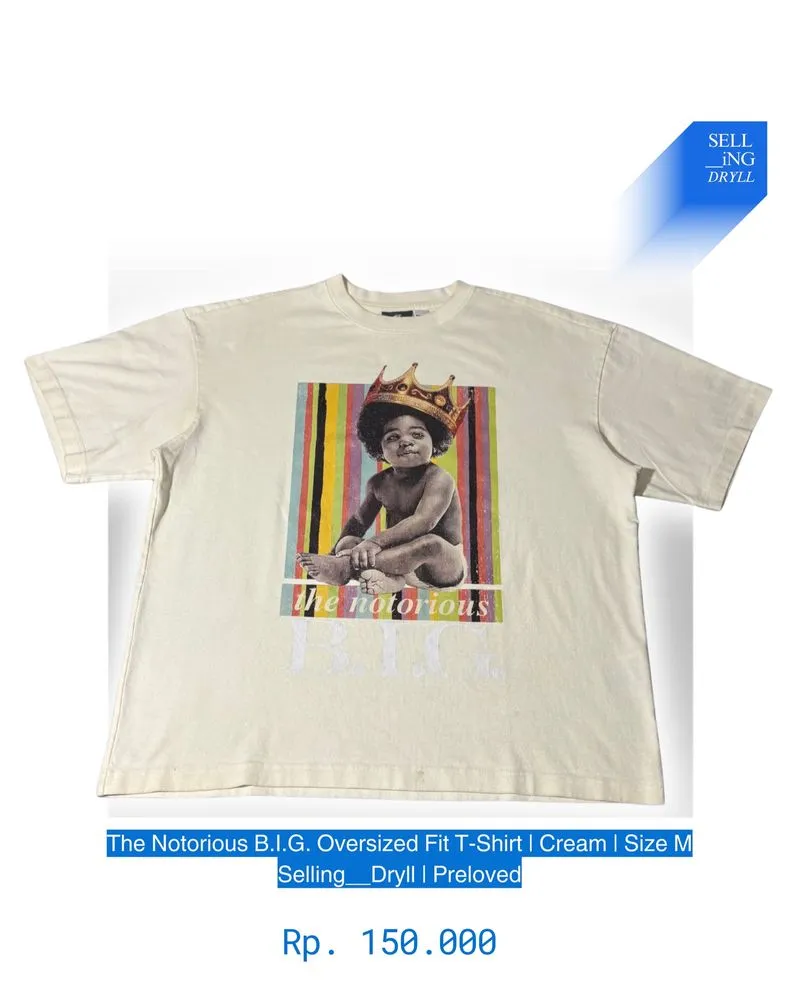 The Notorious B.I.G. Oversized Fit T-Shirt | Cream | Size M  photo 1