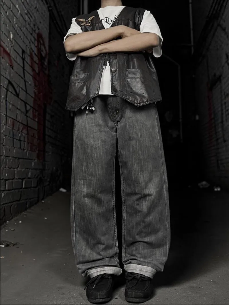 Vtg dark grey loose jeans by l3vi’s 505 photo 1